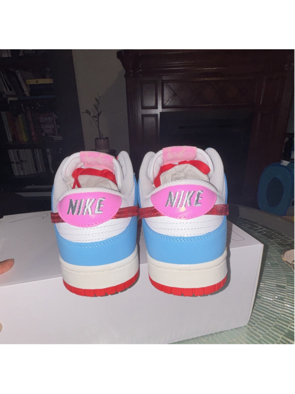 Nike Dunk Low Mens Colorblock Blue Pink Red White Lace Up Rubber New Box 1 of 1 - Picture 3 of 6